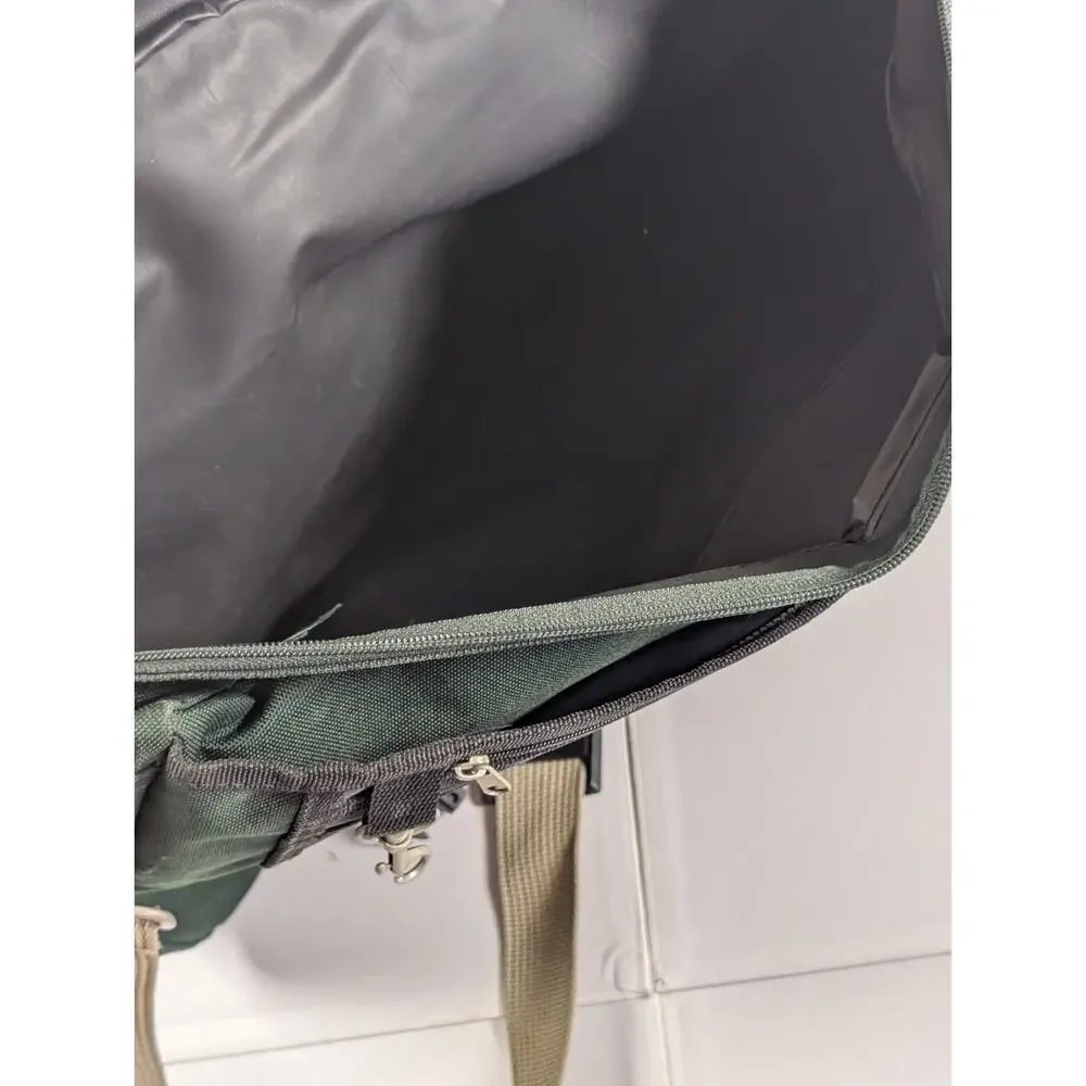American Tourister Messenger Laptop Bag Green Canvas Briefcase Shoulder Bag 18